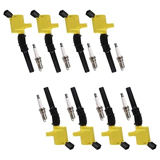 MCK 8 pcs High Performance Ignition Coil Pack + Iridium Spark Plug Compatible With Lincoln Ford E-150 E-250 E-350 E-450 F-250 F-350 F-450 Excursion Heritage 98-08 V8 4.6L 5.4L V8 FD503 DG508