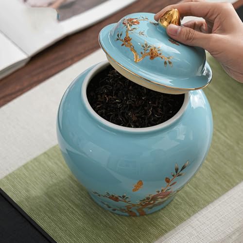 Ceramiczny słoik imbirowy z pokrywką, wazon chinoiserie do dekoracji wnętrz, kwiatowy pojemnik ekspozycyjny do salonu i biurka, idealny do przechowywania herbaty
