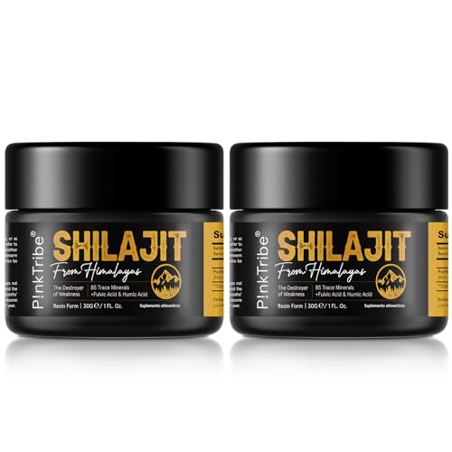 Shilajit Puro - Resina Shilajit Auténtica del Himalaya, Alta en Ácido Fúlvico y 85+ Oligoelementos, 100% Vegano y Sin Aditivos, 2 Paquete