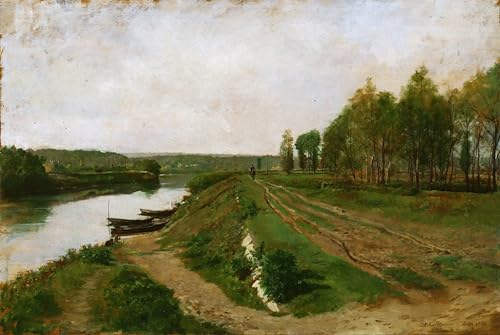 Cuadro en lienzo La Senna a Poissy de Meissonier para decoración del dormitorio