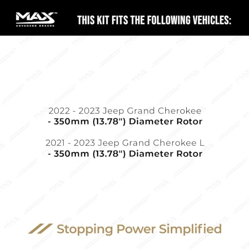 Image of Max Advanced Brakes Rear Brake Kit Compatible With 2022 2023 Jeep Grand Cherokee Grand Cherokee L Replacement Premium OE Disc Brake Rotors and Ceramic Brake Pads