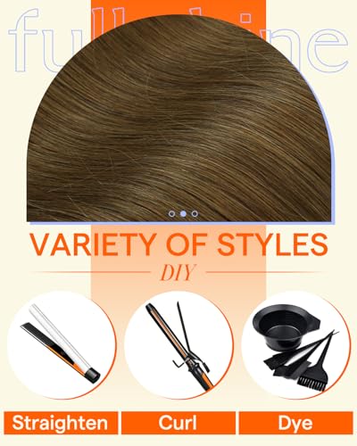 Image of Full Shine Invisible Clip in Hair Extensions, Brown, 22 Inch 130g 6Pcs