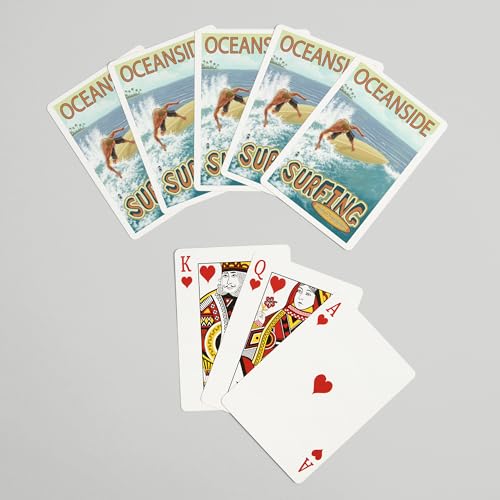 Lantern Press Oceanside California Surfer Scene naipes poker miniatura 7