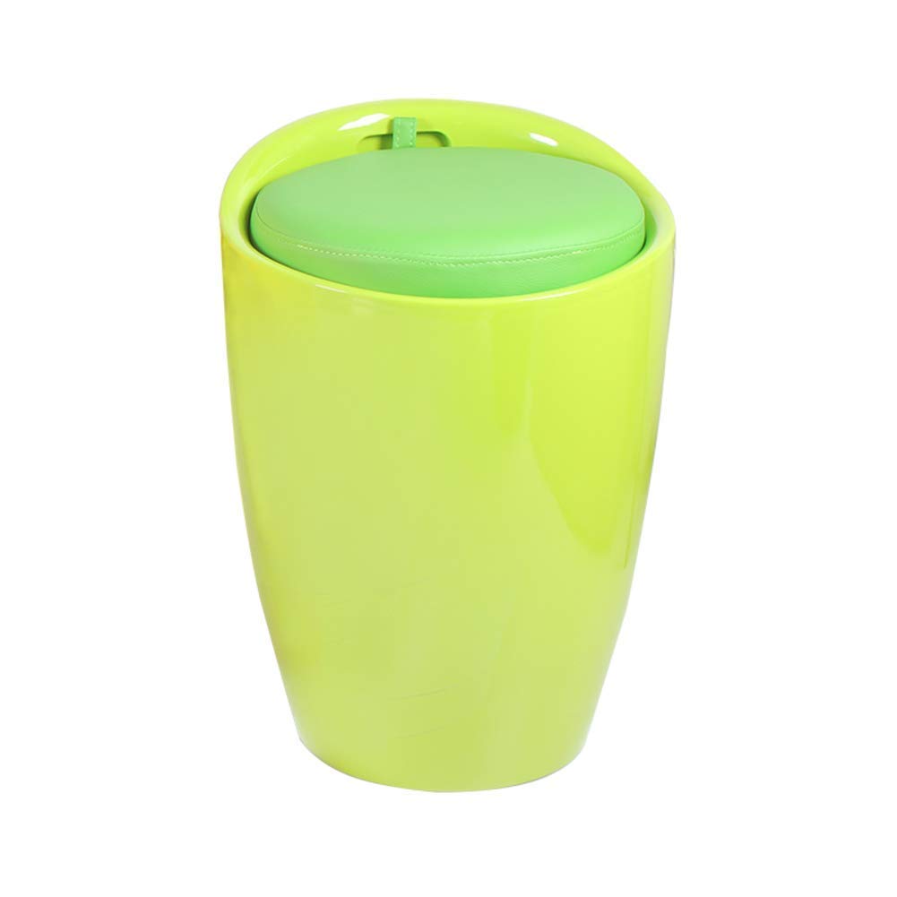 Seau de rangement coffre et pouf repose-pieds vert pour gain de place