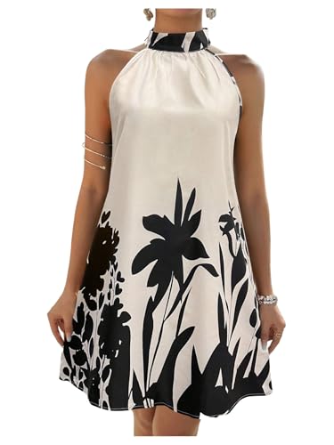 Image of Floerns Women's Geo Print Halter A Line Dress Sleeveless Vacation Short Dresses