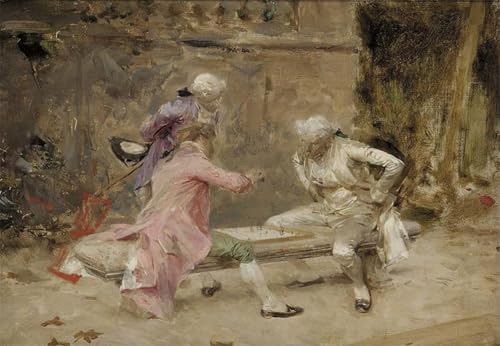 Peinture sur toile le jeu d'échecs Charles Bargue, portrait ARToPHIIU haut de gamme 60x90