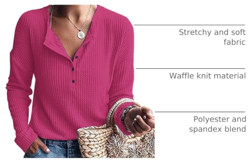Image of MOLERANI Womens Long Sleeve Waffle Knit Henley Shirts Tunic Tops