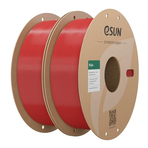 Image of eSUN PLA+ Filament 1.75mm, 3D Printer Filament PLA Plus, Dimensional Accuracy + /- 0.03mm, 1KG per Spool, 2 Spools 3D Printing Filament, Fire Engine Red