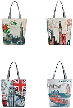 London British Flag Women's Large Cotton Canvas Tote Bag Handbags Top-Handle Bags Shoulder Shopping Bags London one size