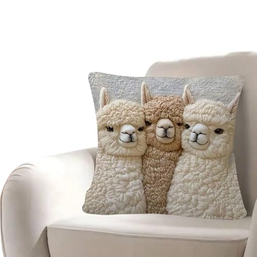 Fundas de almohada, 45,7 x 45,7 cm, diseño de alpaca, fundas de almohada cuadradas para sala de estar, otoño, hogar, sala de estar, dormitorio, sofá, cama, patio, porche o casa