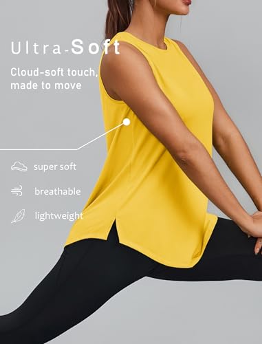 Image of PINSPARK Workout Tank Tops for Women UPF 50+ Side Slits Athletic Gym Shirt