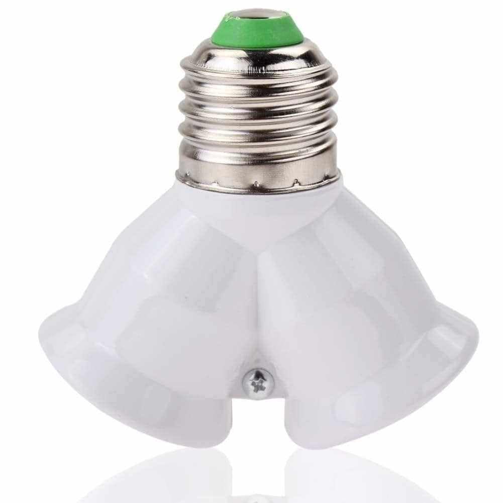 TECHZOCO Casquillo de bombilla divisor E27, Adaptador Bombilla divisor de 2 vías, Casquillo para lámparas doble, Divisor de bombillas LED, Carga máxima por casquillo 15 W, IP20, 2 Bombillas en 1