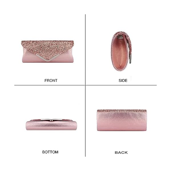 Vistatroy Women Glitter Sequins Envelope Evening Bag Handbag Party Bridal Clutch Purse - Image 5