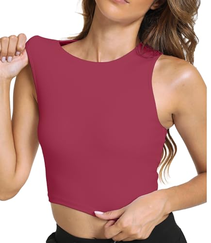 Image of Sports Bras for Women Removable Padded Athletic Yoga Running Crop Tops Sleeveless Gym Workout Tops