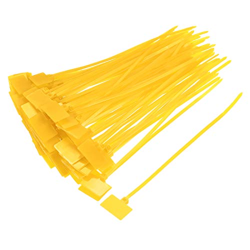 uxcell Cable Zip Ties 6 Inch Label Tag Mark Self-Locking Nylon Wire Strap Yellow 80pcs