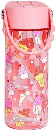 Elemental Water Bottles for Kids - Splash Kids Water Bottle for School with Pop-it Handle - BPA Free Tritan Plastic Water Bottle with Straw Leak Proof when Spout is Closed - Ice Cream - 18oz - Image 4
