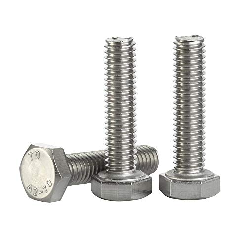 Image of Mellewell M6 x 30mm Hex Head Screw Bolts, Fully Threaded, Stainless Steel 18-8, Plain Finish, Quantity 20