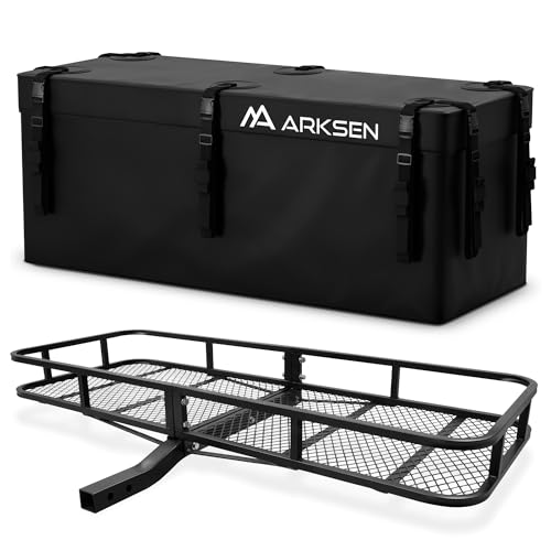 ARKSEN 60 x 23 x 5.5 Inch Hitch Cargo Carrier with 500D PVC Waterproof Cargo Bag, 500 Lbs Capacity 2'' Receiver Tow Hitch Luggage Storage Basket for S