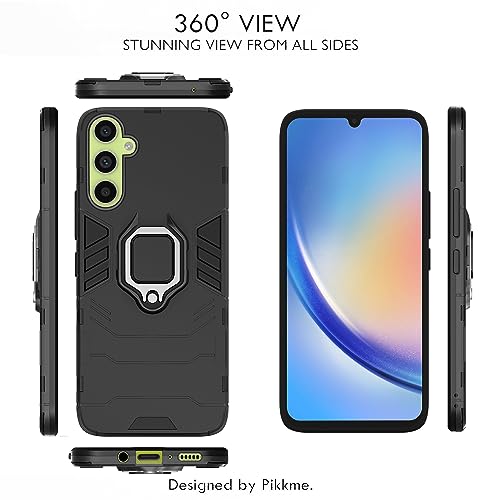 Image of Pikkme Samsung Galaxy A34 5G Back Cover | D5 Tough Armor Bumper | 360 Protection Case | Ring Holder Stand Case for Samsung Galaxy A34 5G (Black)