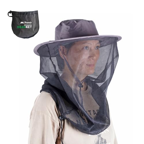 Mosquito Head Net Hat Sun Safari Hats with Hidden Net Mesh Mask for Fishing Hiking Camping Climbing (US Alpha Small X-Large Black)