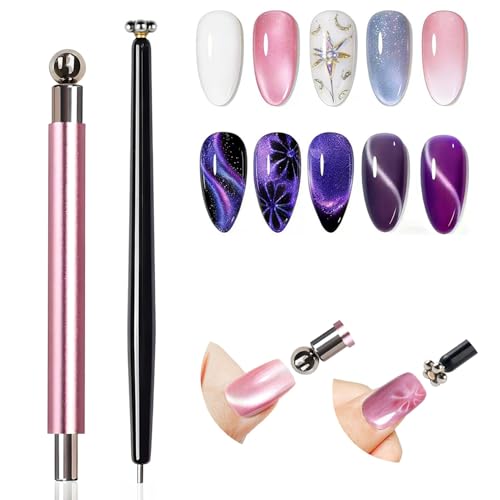 Cat Eye Magnet Nail Art Tool Cat Eye Magnet Set for Nails 3 in 1 Round Cat Eye Magnet with Ball Magnets Magnetic Nail Art Pen Perfect for Home DIY Nail Art Design