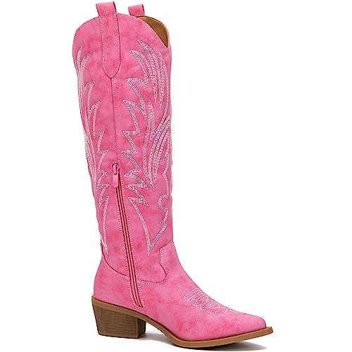 Image of GLOBALWIN Women's The Western Cowboy Cowgirl Embroidered Knee High Boots