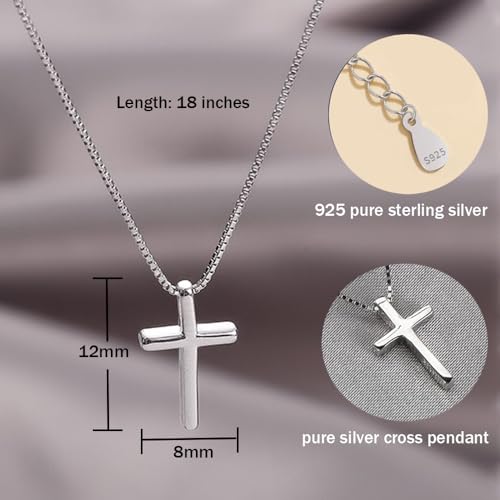 Sterling Silver Cross Necklaces for Women, S925 Dainty Silver Cross Pendant Necklace Small Cross Necklace Box Chains Necklace Jewelry Gifts for Women Teen Mother Birthday3