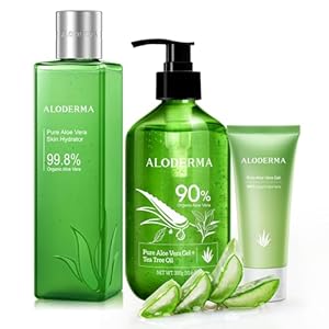 All Purpose Aloe Vera Gel Set – 3 Pieces – Skin Hydrator, 300g Aloe Vera Gel + Tea Tree Oil & 45g Aloe Vera Gel Travel Size