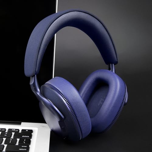 Almohadillas de repuesto SOULWIT para auriculares inalámbricos Bowers & Wilkins Px7 S3/Px8 S2, cojines de cuero proteico suave y espuma viscoelástica de alta densidad - Azul índigo miniatura 3