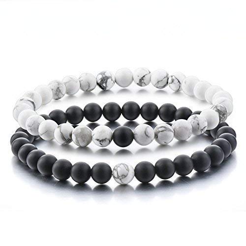 BEAUTIVIA® Bracelet for Women and Men | Fashion White and Black Beads | Couple Bracelets for Women and Men | Accessories Jewellery for Unisex | Birthday Gift For Women and Men Anniversary Gift (B0BSVG3ZQK) Amazon Price History, Amazon Price Tracker