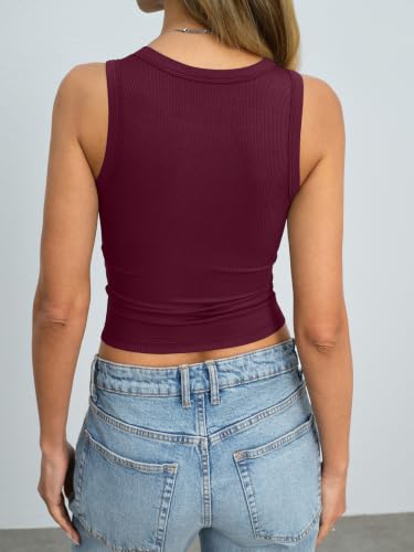 Image of Eachyes Womens Ribbed Crop Tank Tops High Neck Sleeveless Slim Fit Shirts Summer Casual Y2k Going Out Clothes 2026