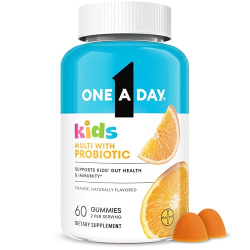 One A Day Kids Multivitamin with Probiotic, Multivitamin Gummies, Kids Probiotic for Digestive Health, Gummy Vitamins with Vitamin D for Immune Support, Orange Flavor, 60 Count