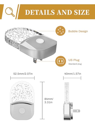Image of DORESshop 8-Color RGB LED Night Lights Plug Into Wall [2 Pack], Color Changing RGB LED Night Light with Dusk to Dawn Sensor for Bathroom Decor, Chrome Cover
