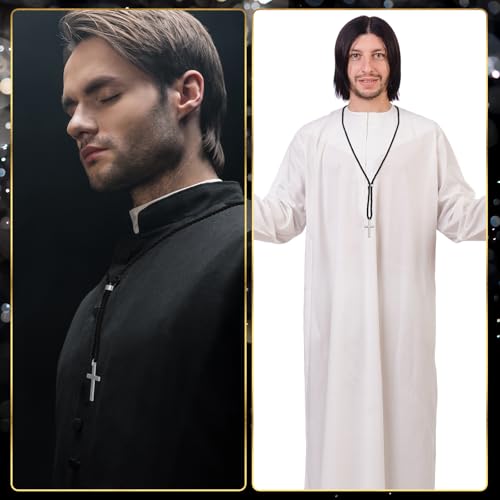 Kigeli Black Cord Cross Necklace for Minister Silver Clergy Robes Cross Priest Collar Necklace Men Women Stainless Steel Plain Christian Pendant Christmas Jewelry Communion Gifts for Thank You Pastor3