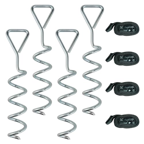 SPORTNOW 4Pcs Trampoline Anchor Kit 32 cm Heavy Duty Steel Ground Anchors