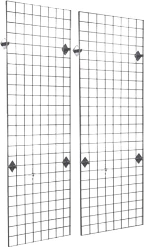 2' x 6' Grid Panel Wall Display Kit, 2-Pack. Chrome.