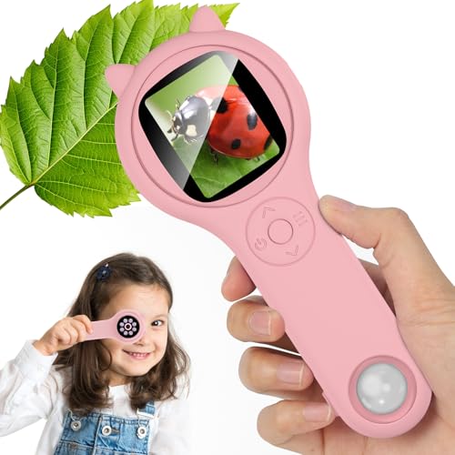 Microscopio per bambini, Vankarr microscopio portatile 500X con schermo IPS 2,0', giocattolo educativo per microcosmo,...