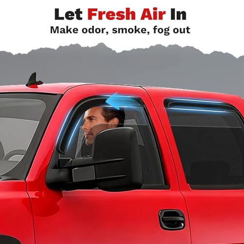 Image of Canvcle Silverado Rain Guards - Window Visors for Chevrolet /Chevy Silverado /GMC Sierra 1500 2500 3500 Classic Body 2001-2007, Outside-Mount Window Wind Deflectors for Sierra Accessories, Vent Visors