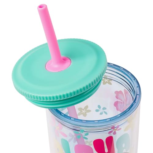 Image of Silver Buffalo Disney Lilo and Stitch inchAloha inch Spill Resistant Plastic Tumbler, 20 Ounces