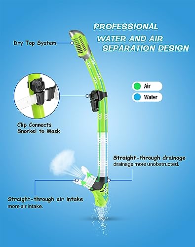 image for Greatever Dry Snorkel Set,Panoramic Wide View,Anti-Fog Scuba Diving Ma