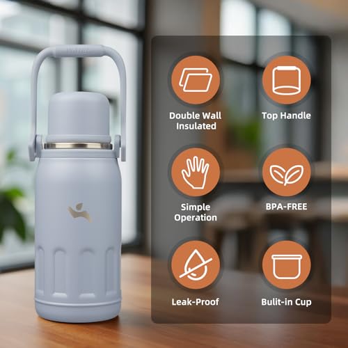 Image of Konokyo 27oz Thermos for Cold Drinks, Insulated Water Bottle, Blue Haze