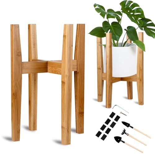 Adjustable Bamboo Plant Stand for Indoor Plants, Modern Flower Holder