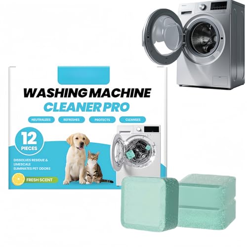 12PCS Washing Machine Cleaner Tablets,Deep Clean & Descaler for HE Top Load & Front Loader Washer,Washer Descaler Tablets for Removing Pet Hair,Odors, Residue,For Pet Owner,Tumble Dryer & Drum Cleaner