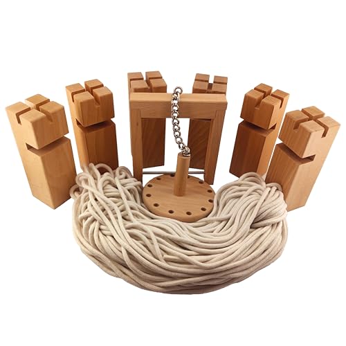 Hunmor Fröbelturm Teambuilding Spiele Tower of Power Gruppenspiel Stapelspiel Fördert Kommunikation & Teamwork für Gruppen & Events inkl. Seile Kran & 6 Holzblock aus Buchenholz