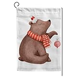 Vlaggen, Mooie Beer Vorm Kerstbal Hoed Gepersonaliseerde Vlag, Kleurvast Outdoor Banner Voor Feest Manif Verjaardag 30 x 45 cm