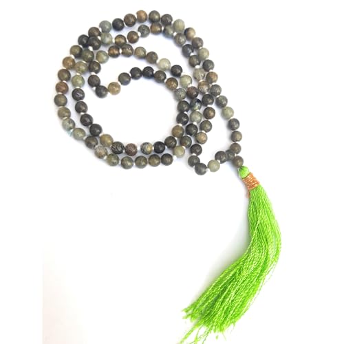 Image of Apnisanskriti Premium Labradorite Stone Mala Grey & Play of Colours for Men and Women (6mm, AAA Quality, Lab Certified, 108+1) - Natural Stone Beads Mala - Pack of 1