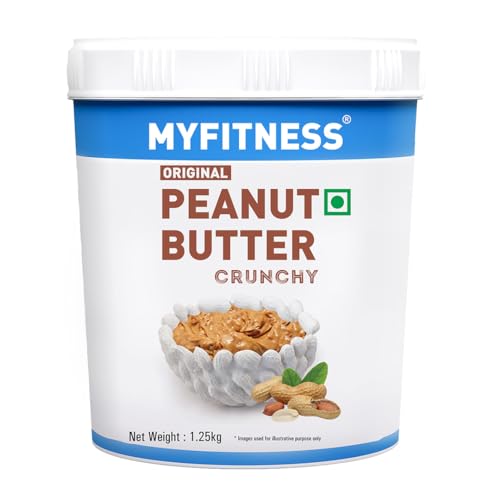 MYFITNESS Original Peanut Butter Crunchy 1250g | 25g Protein to Boost Energy | Tasty & Healthy Nut Butter Spread | Vegan | Cholesterol Free, Gluten Free| Zero Trans Fat | Crunchy Peanut Butter