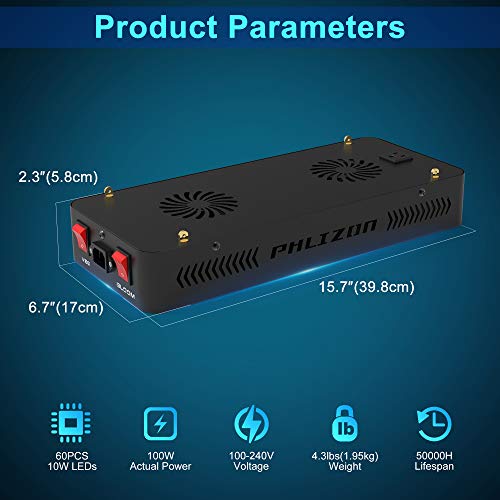 Phlizon Upgraded 600W Led Plant Grow Light With Smd Leds Full Spectrum Plants Light Double Switch Grow Led For Indoor Plants Veg And Flower- 600W (600W) #TOP3