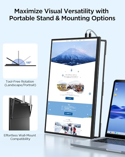 Newsoul Portable Gaming Monitor 18.5 Inch 120Hz 1080P IPS Matte Screen with HDR 1080P 125% sRGB 2000:1 Mini HDMI/USB C, Second Screen for Laptop/PC/Phone, VESA & Kickstand - Image 7