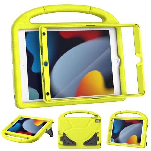 Image of Kids Case for iPad 9th /8th /7th Generation, iPad 10.2 Kids Case with Built-in Screen Protector, Durable Shockproof Handle Stand Protective Cover for iPad 10.2 Inch 2021 /2020 /2019, Yellow